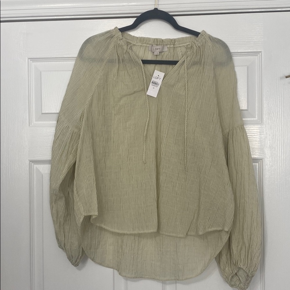 Loft Cream Striped Blouse